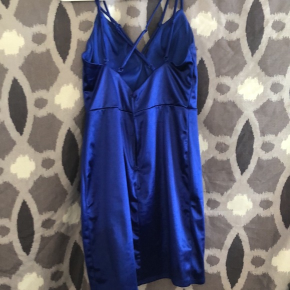 Silk royal blue mini dress - Picture 2 of 2